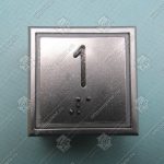 Кнопка вызова/приказа, THYSSEN, KT40 STEP, 40x40, голубая подсветка, 1 этаж, c Брайлем