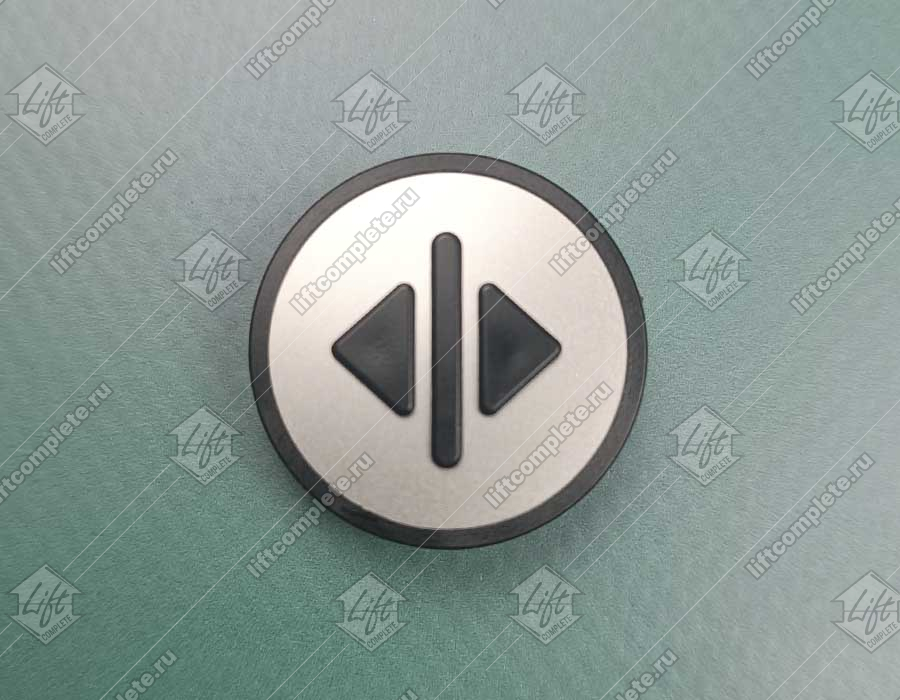 Нажимной элемент открытия дверей, KONE, серый фон, чёрный знак