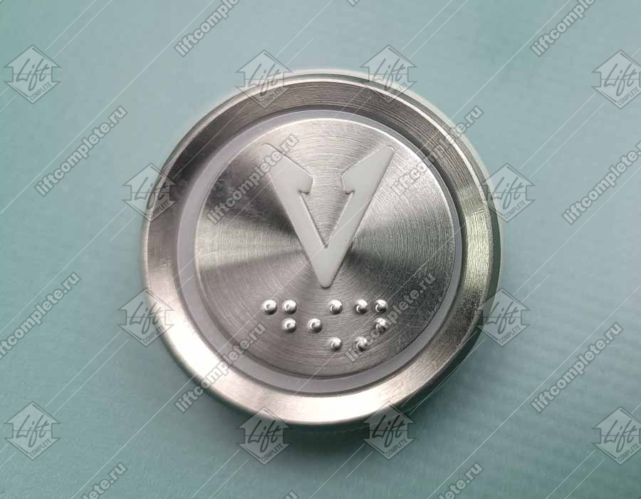 Кнопка вызова/приказа, BST, стрелка вниз, белый символ, с кодом Брайля, красная подсветка