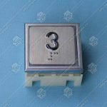 Кнопка 3 этаж, THYSSEN, тип KT40 STEP C, размер 40х40мм, красная подсветка, c Браилем