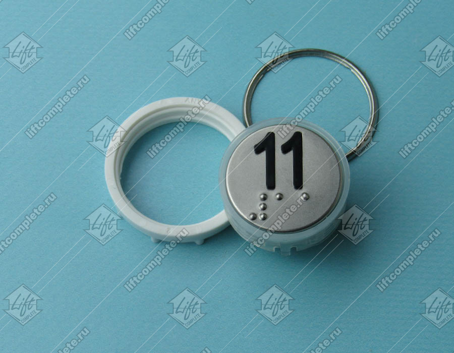 Кнопка вызова/приказа, VEGA Venus, 11 этаж, с кодом Брайля, красная подсветка (разъем MLK)