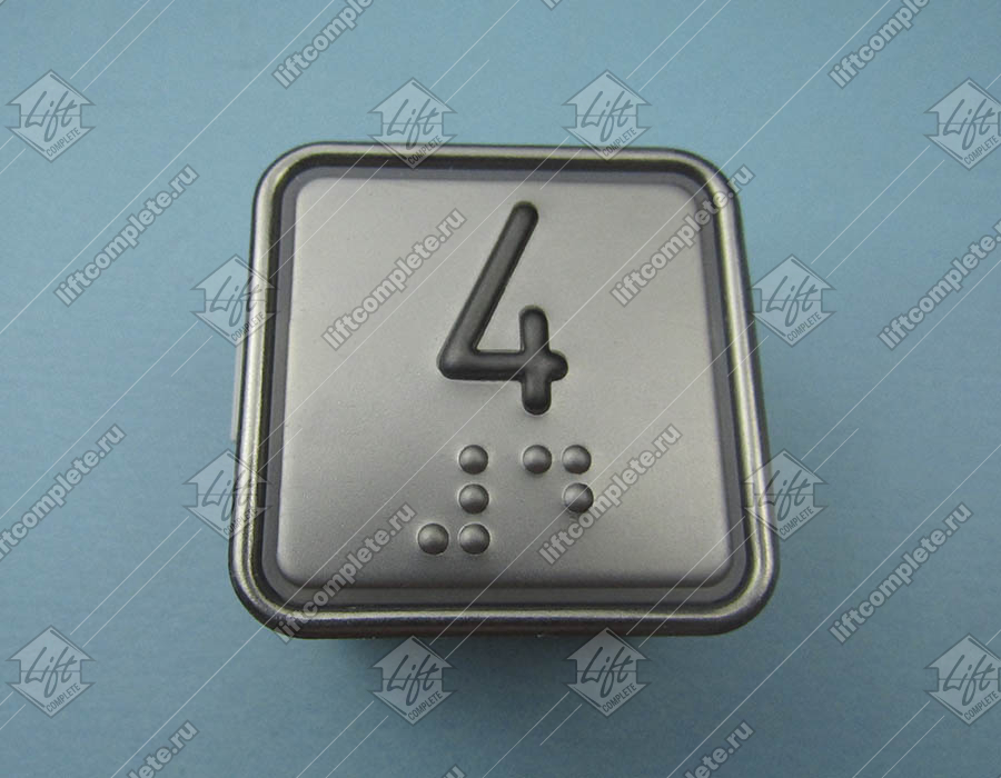 Кнопка вызова/приказа, SCHAEFER, MT42 RUS, 4 этаж, выдавленная надпись, с кодом Брайля, красная подсветка
