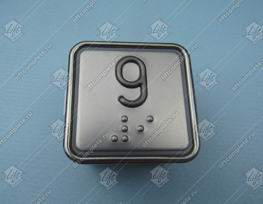 Кнопка вызова/приказа, SCHAEFER, MT42 RUS, 9 этаж, выдавленная надпись, с кодом Брайля, красная подсветка